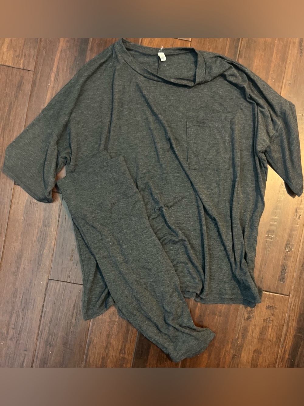 Pinkblush Charcoal Gray Short-Sleeve Pocket Tee with biker shorts set